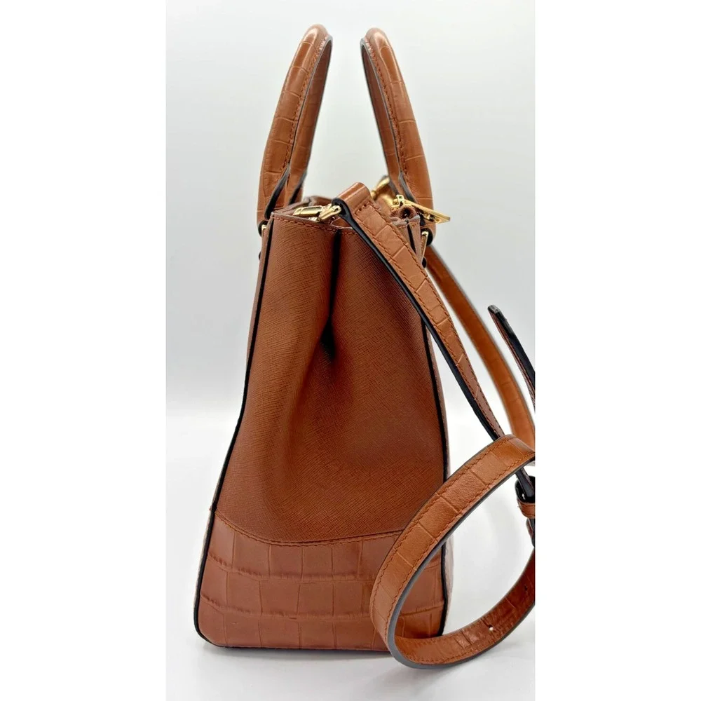 Michael Kors Kellen Crosshatch Leather‎ Satchel Medium 357GS0S6E Tote Adj Strap